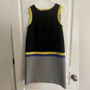 Stylish Tahari Black, White, Yellow Sleeveless Dress